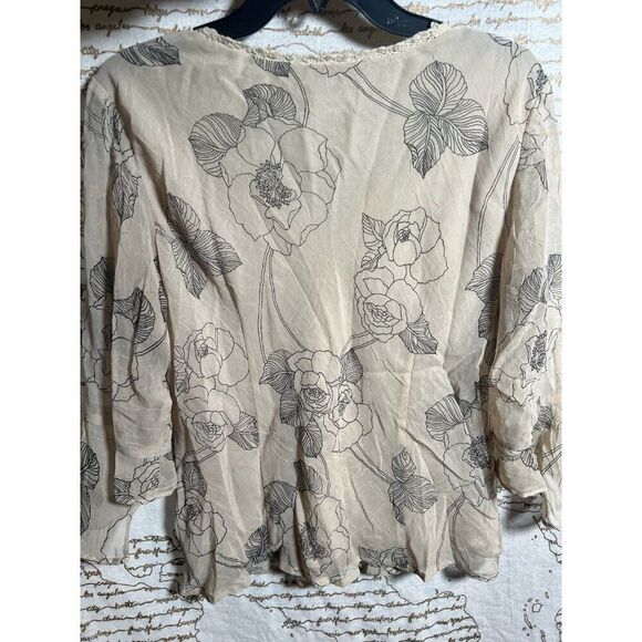 VTG 90s Y2K Babydoll Sheer Top Bell Sleeves 14 Whimsygoth Fairy Grunge Floral. - Picture 6 of 6